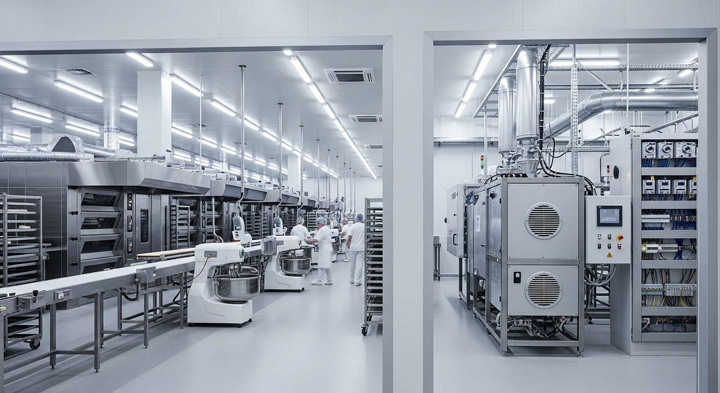 Commercial bakery with an on-site CHP and rooftop solar installation